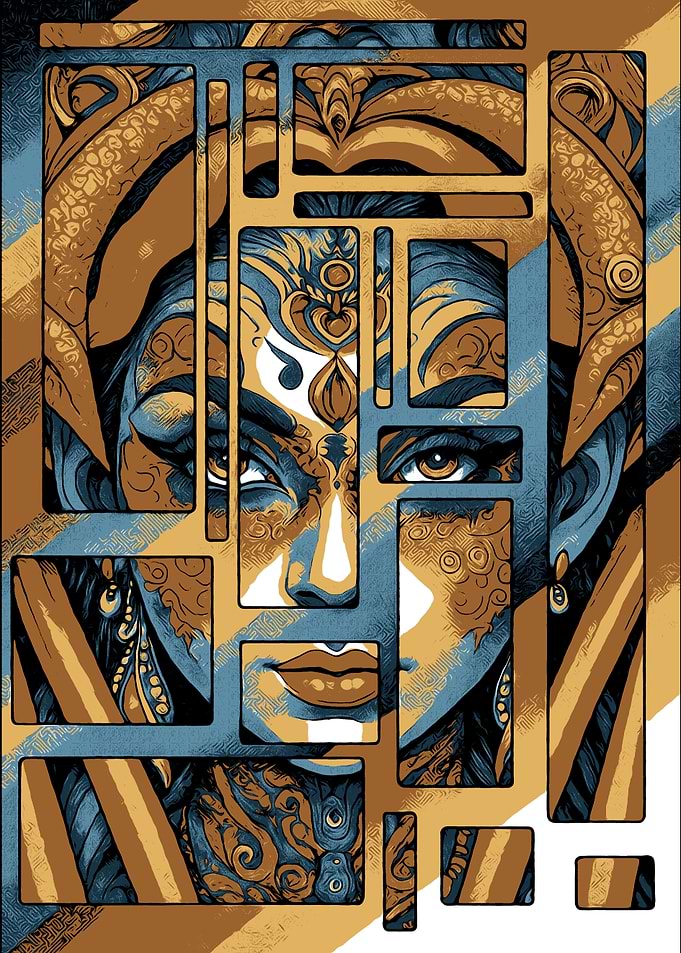 Abstract Portrait with Geometric Fragmentation