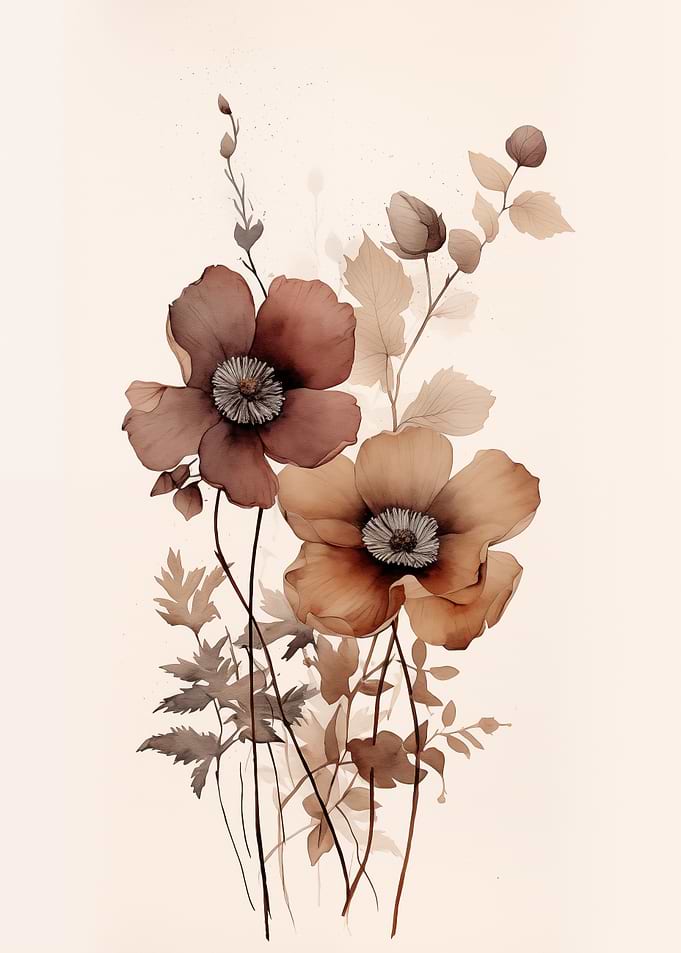 Floral Art Brown Poppies