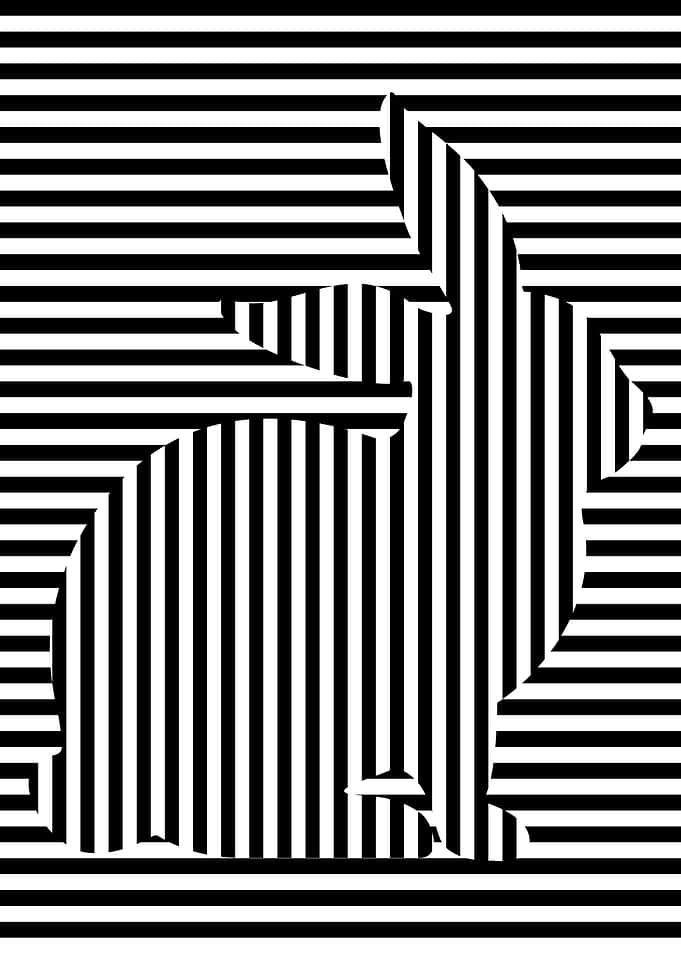 Abstract Black and White Deer Illusion
