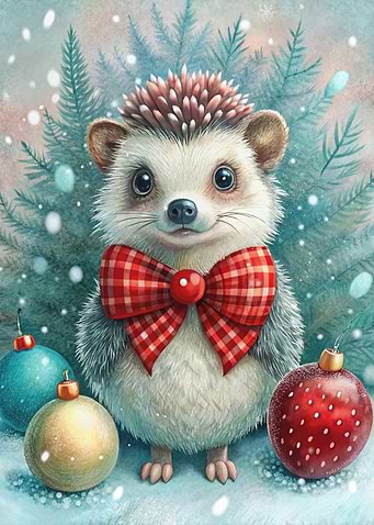 Festive Hedgehog with Bow Tie