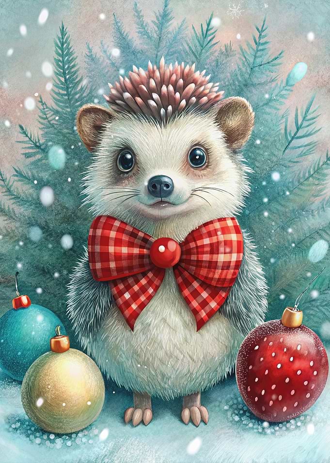 Festive Hedgehog with Bow Tie