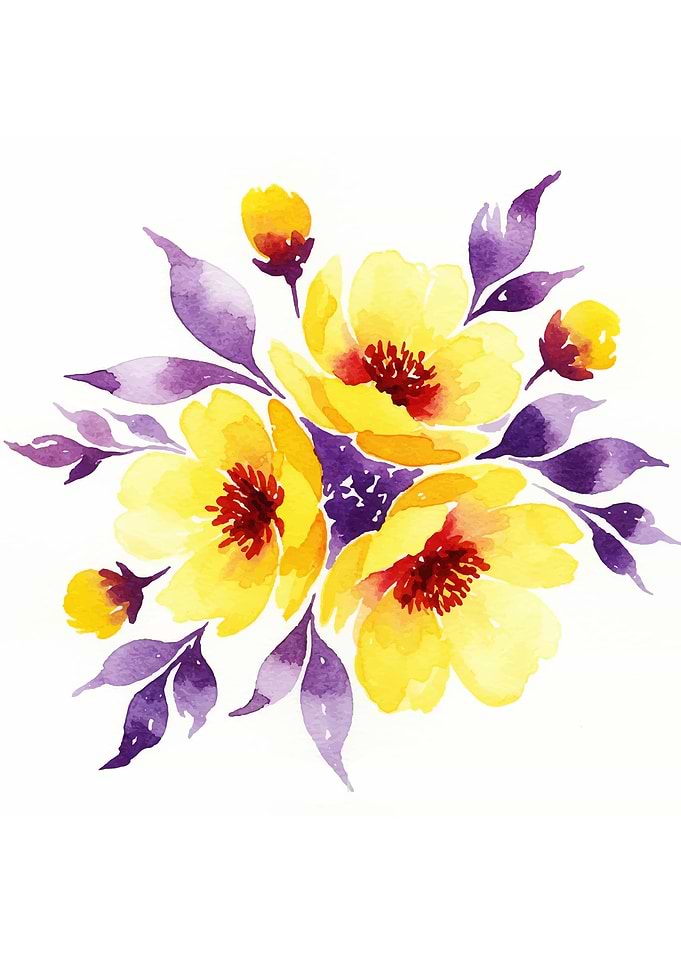 Yellow Flowers Watercolor Painting
