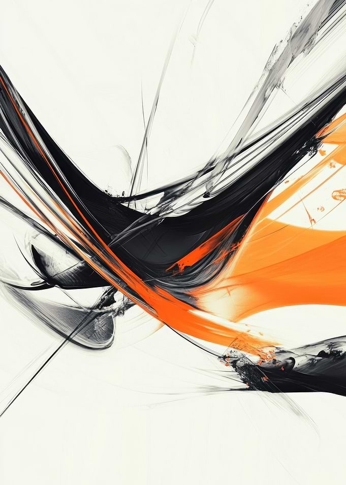 Abstract Black and Orange Swirls