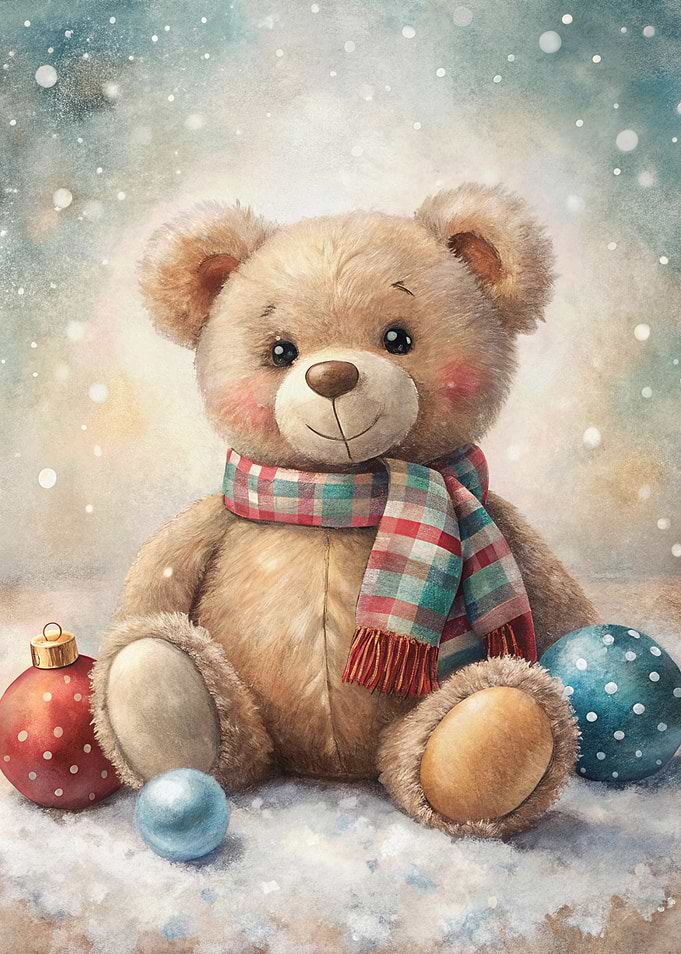 Christmas Teddy Bear with Ornaments