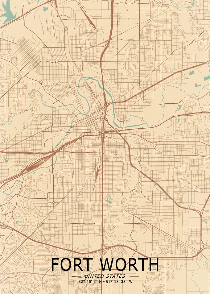 Fort Worth Vintage Map