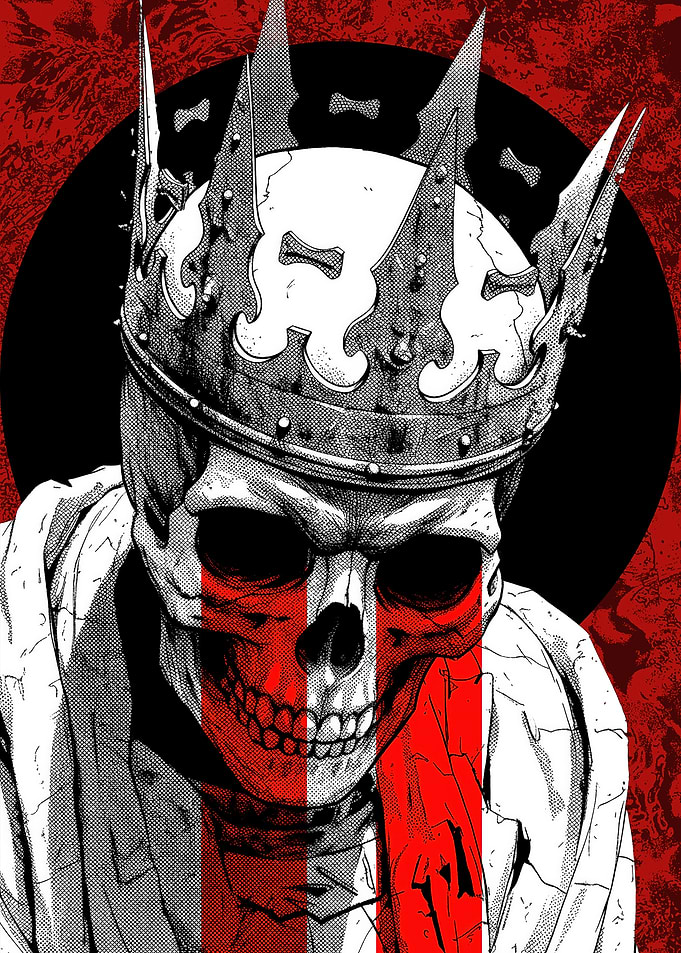 Crowned Skull with Red Accents