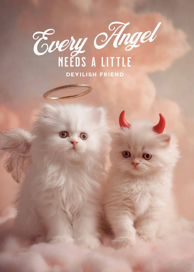 Angel and Devil Kitten Friends