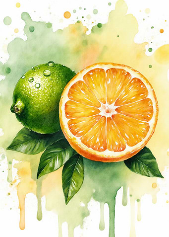 Watercolor Citrus: Orange and Lime