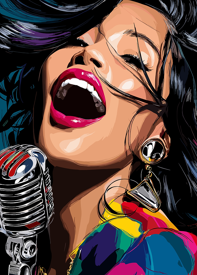 Singing Woman with Microphone Illustration
