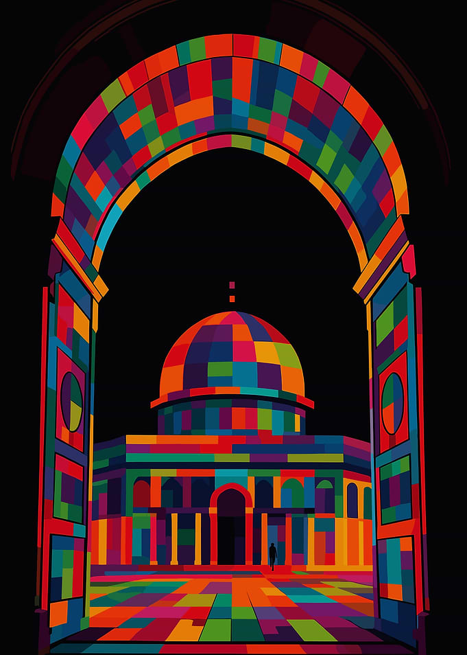 Dome of the Rock Colorful Art