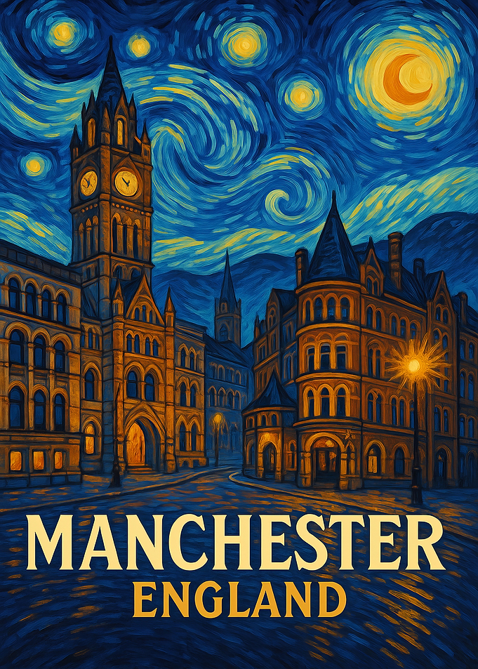 Manchester England Starry Night Painting