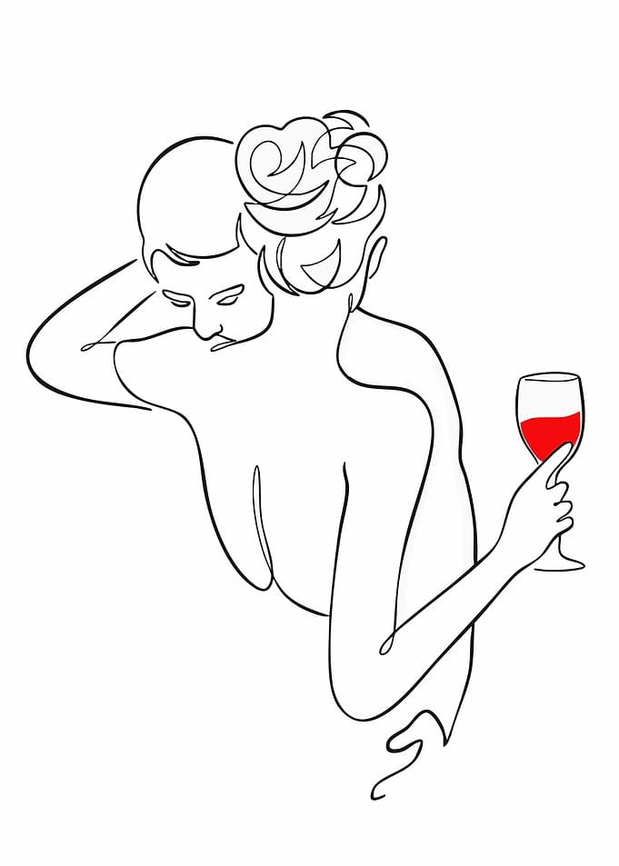 Minimalist Couple with Wine