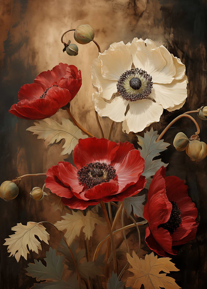 Red and White Poppies
