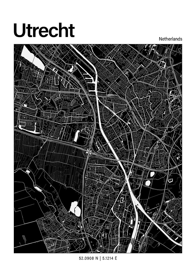 Utrecht Black and White Map