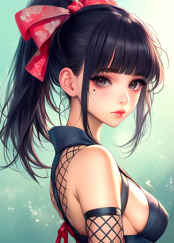 Anime Girl with Red Bow