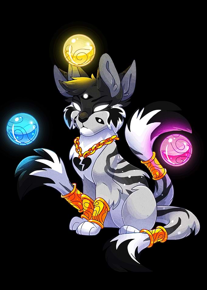 Mystical Wolf with Orbs