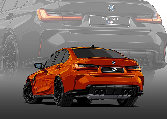 Orange BMW M3 Illustration