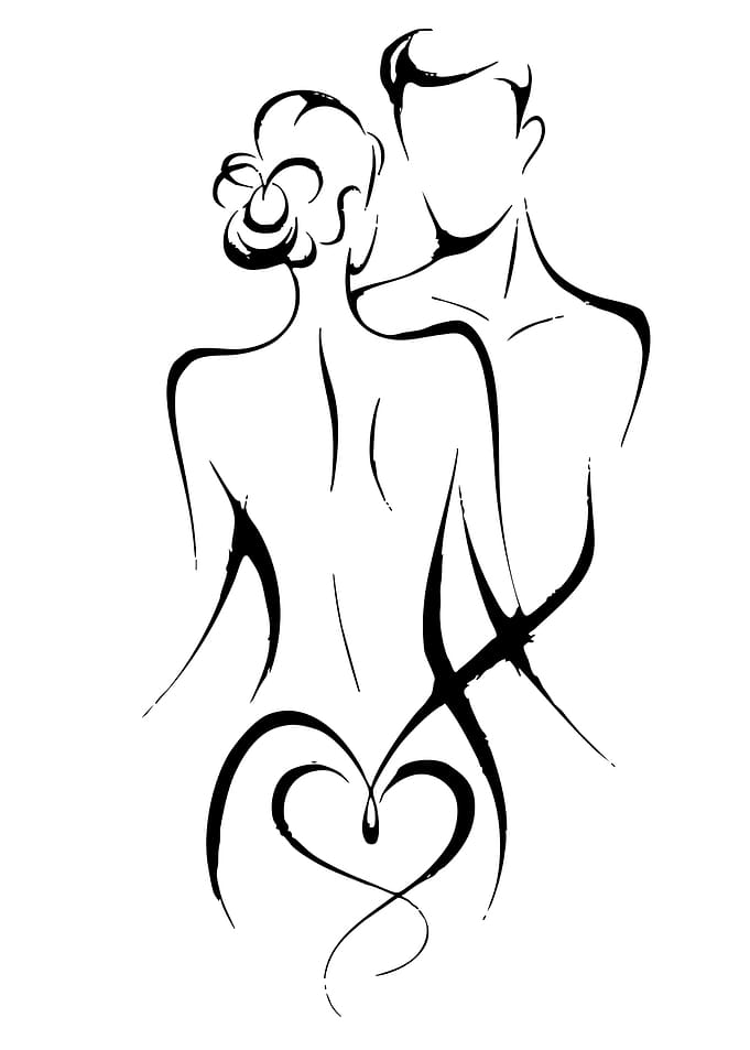 Minimalist Couple Embrace Line Art