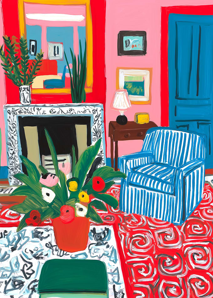 Colorful Interior Painting with Flowers