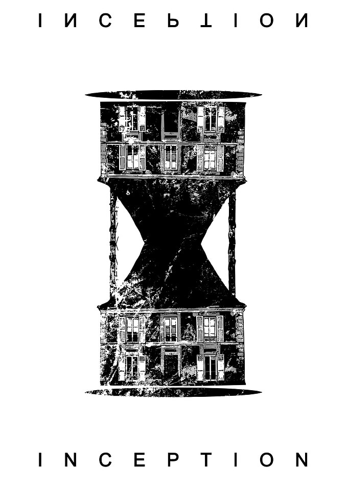 Inception Movie Poster Black and White
