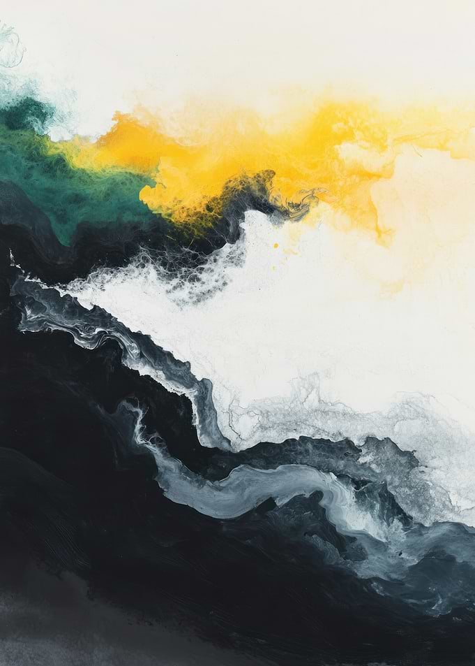 Abstract Fluid Art with Yellow and Black