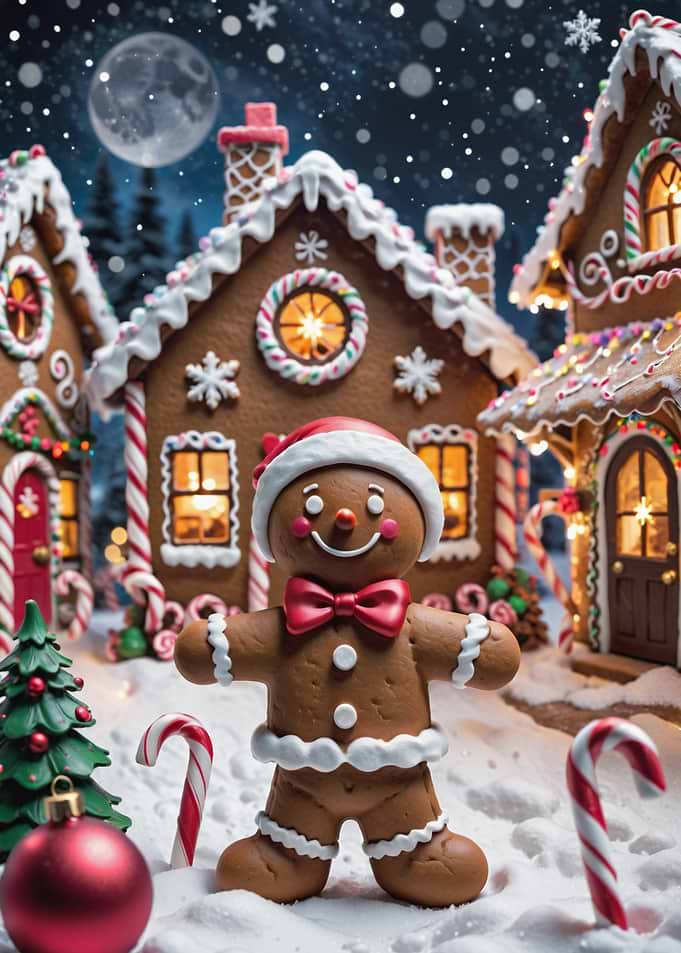 Gingerbread Man in Christmas Village