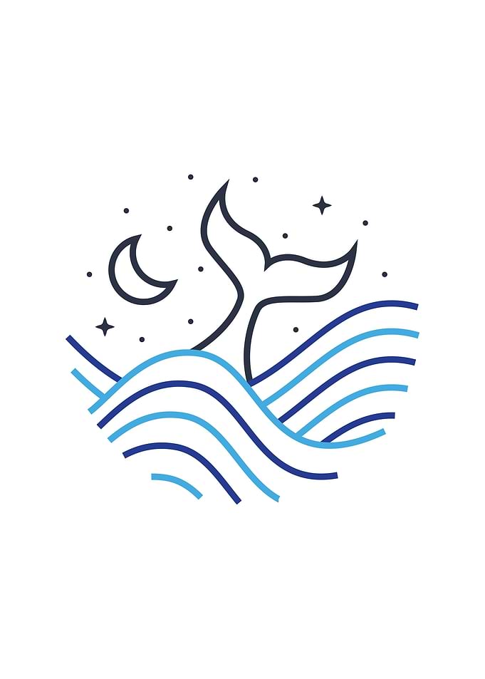 Whale Tail Minimalist Line Art