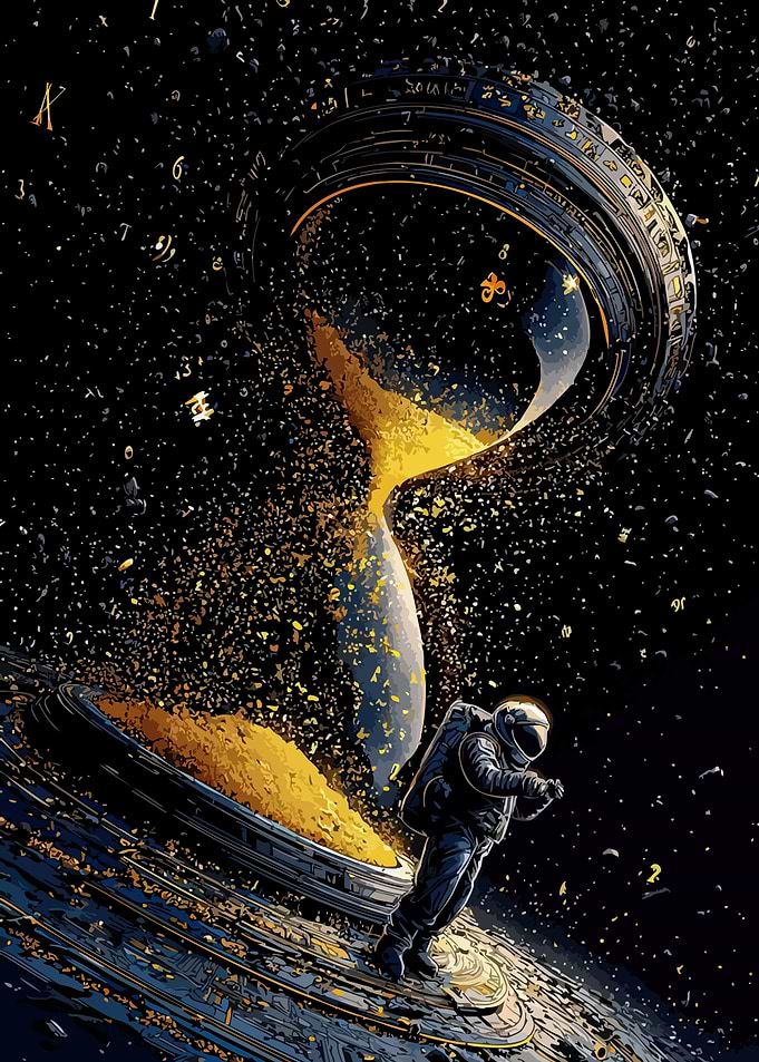 Astronaut in Time Sandglass Space