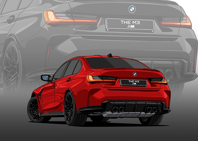 Red BMW M3 Illustration