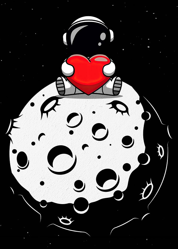 Astronaut with Heart on Moon