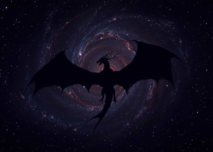 Dragon Silhouette in Space