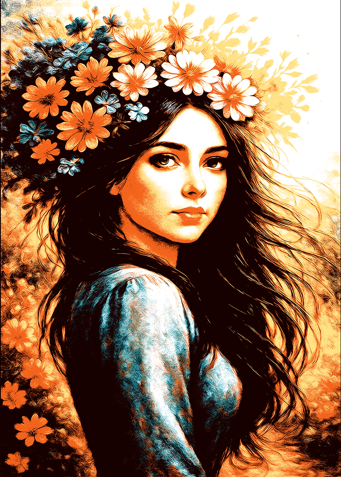 Woman with Flower Crown Portrait
