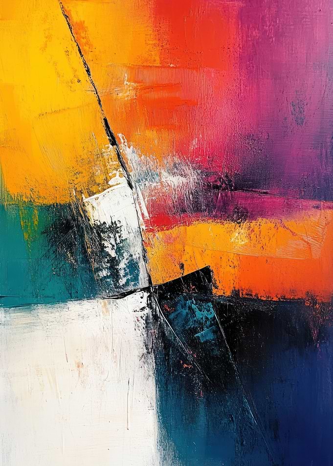 Colorful Abstract Painting with Bold Strokes