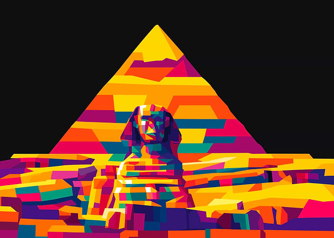 Colorful Sphinx and Pyramid Illustration