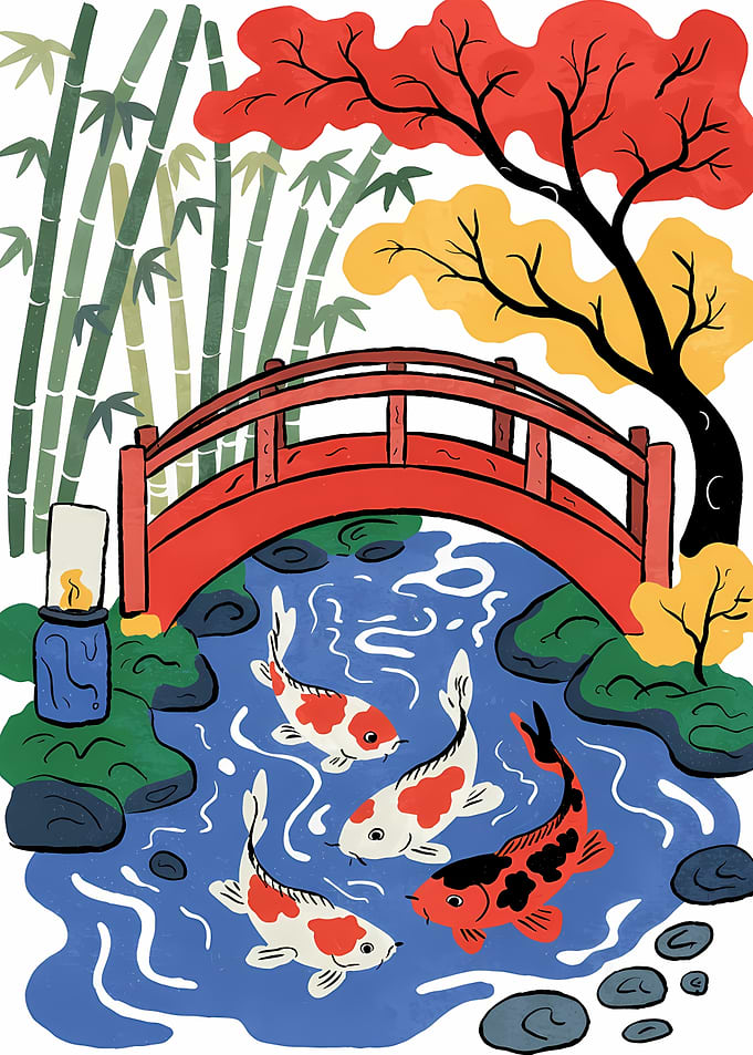 Japanese Garden with Koi Fish
