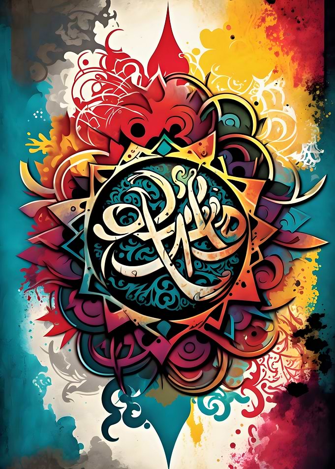 Colorful Abstract Arabic Calligraphy Art
