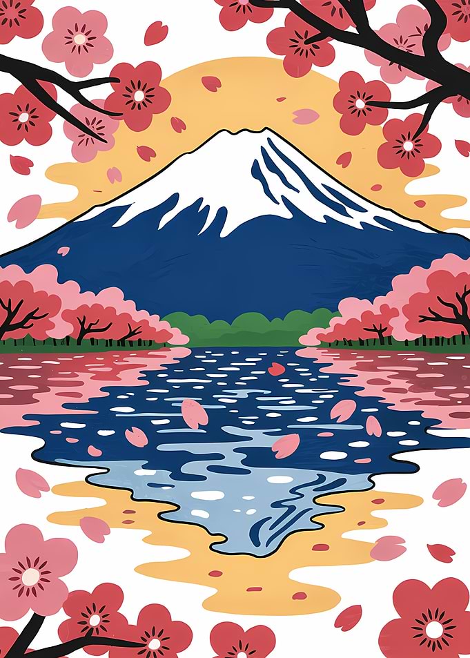 Mount Fuji and Cherry Blossoms
