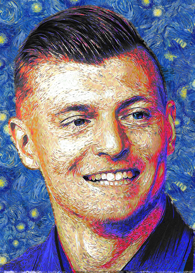 Man's Portrait in Starry Night Style