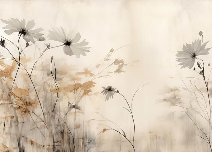 Floral Field in Sepia Tones