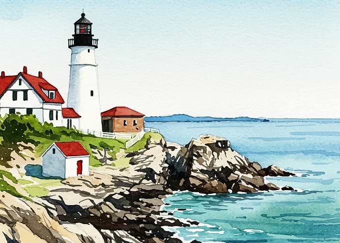 Lighthouse Watercolor Painting