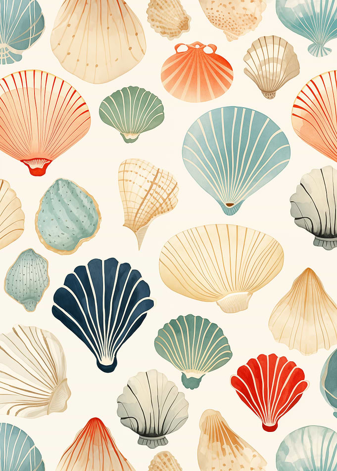 Watercolor Seashell Pattern