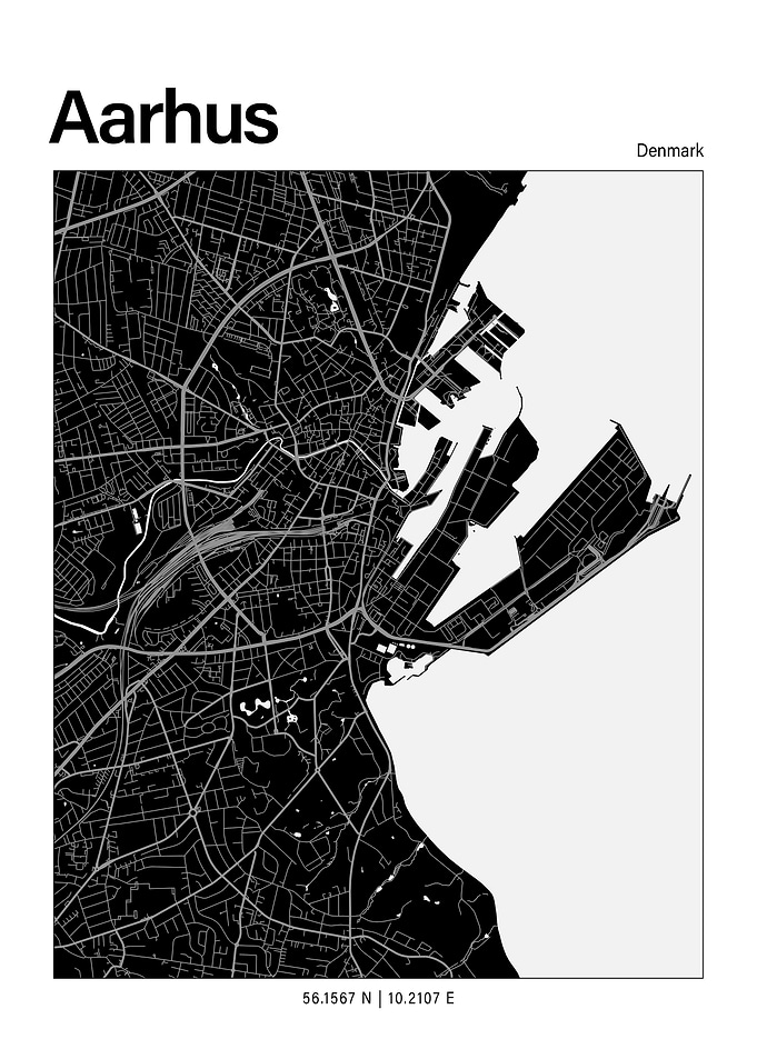 Aarhus Black and White Map