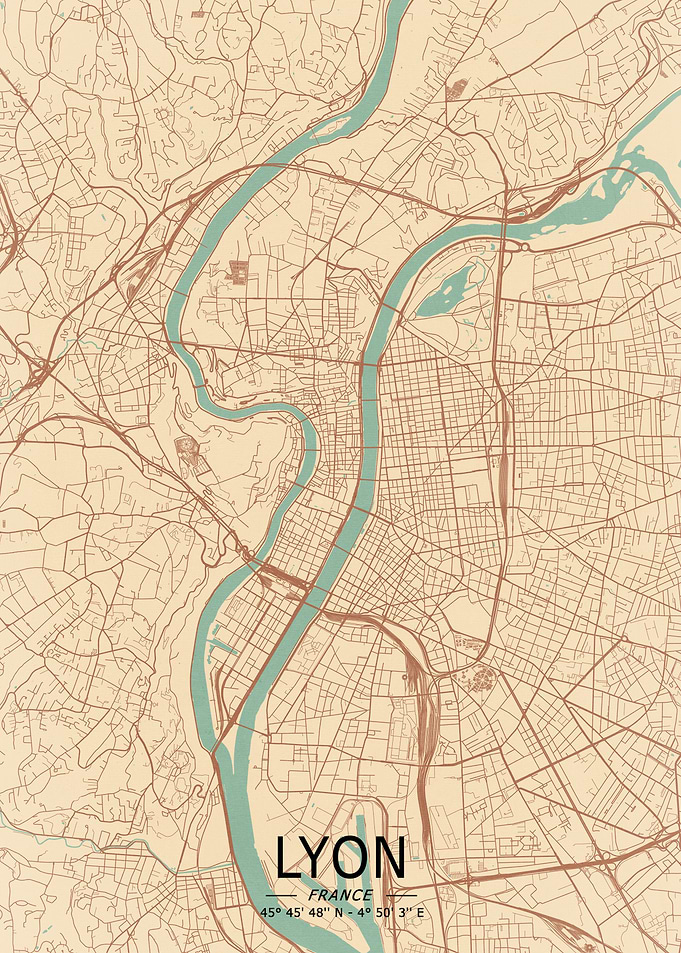 Lyon Vintage Map