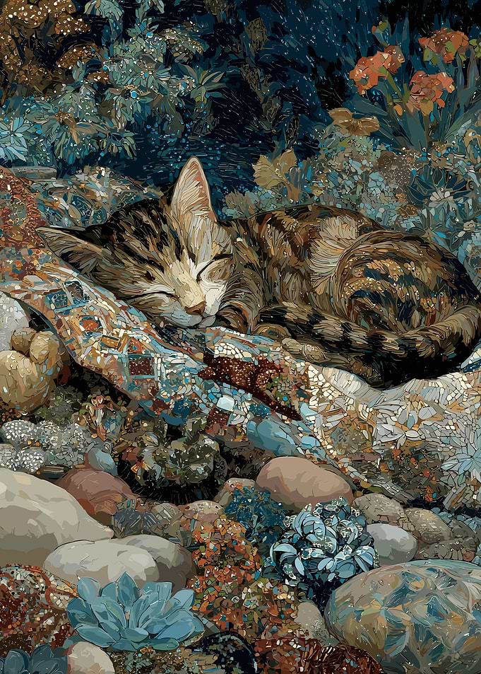 Sleeping Cat in Garden
