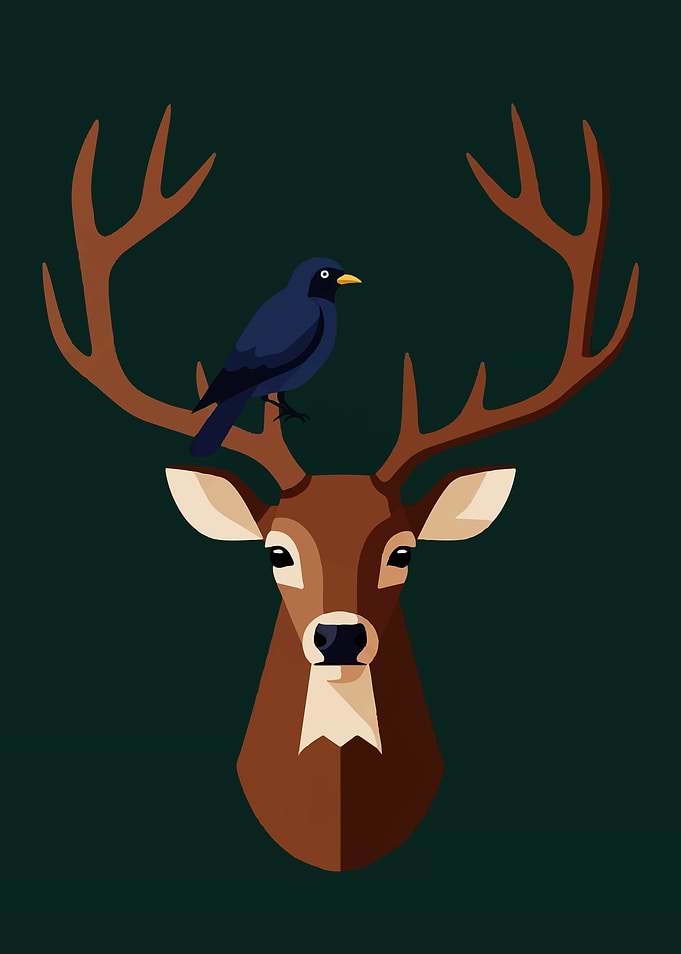 Deer and Bird Illustration