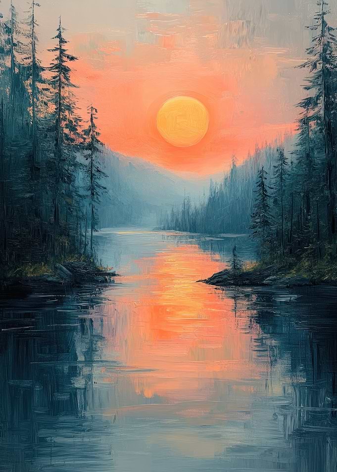 Sunset Lake Painting