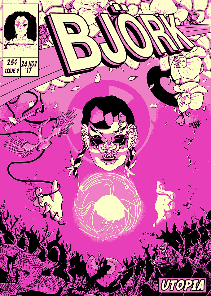 Bjork Utopia Comic Book Cover Art