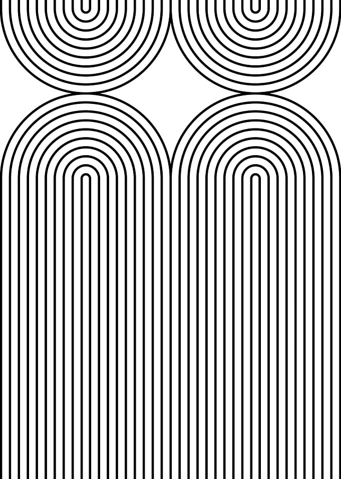 Abstract Black and White Arches Pattern