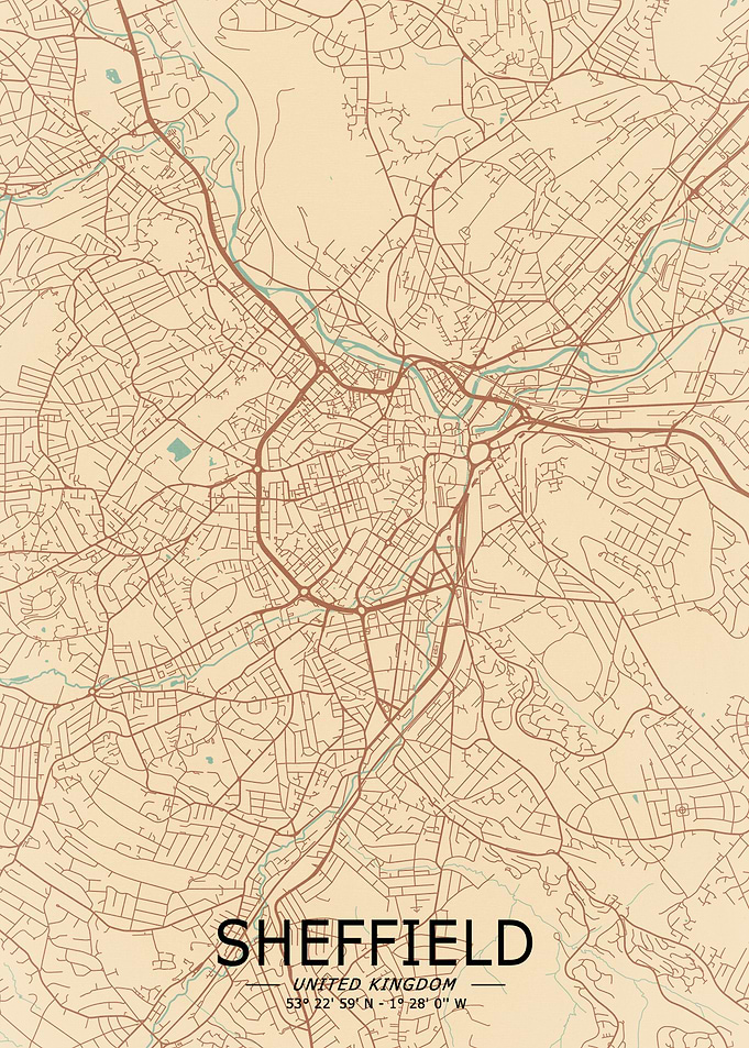 Sheffield Vintage Map