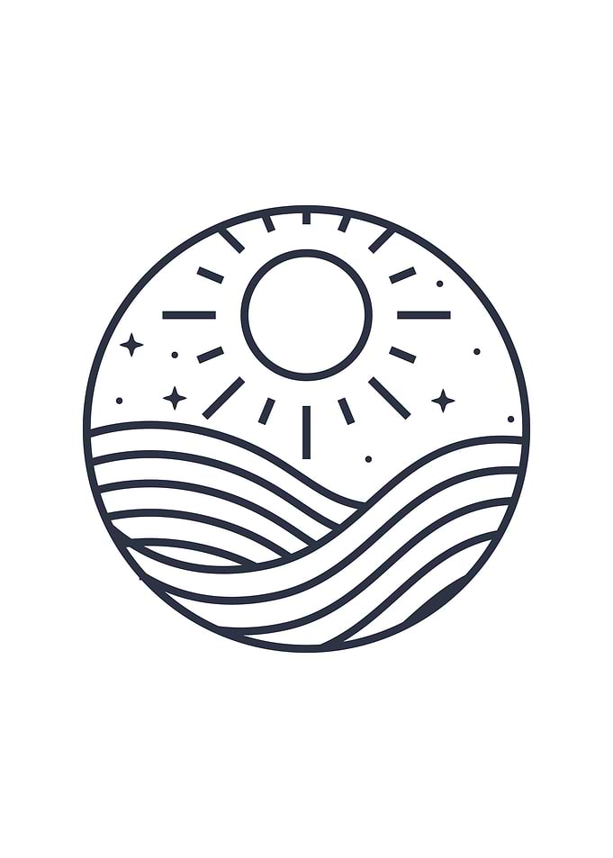 Minimalist Sun, Sea, and Stars Icon